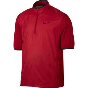 NEW Men Medium Nike Shield Half-Zip Short Sleeve Golf Jacket Red 833302-657